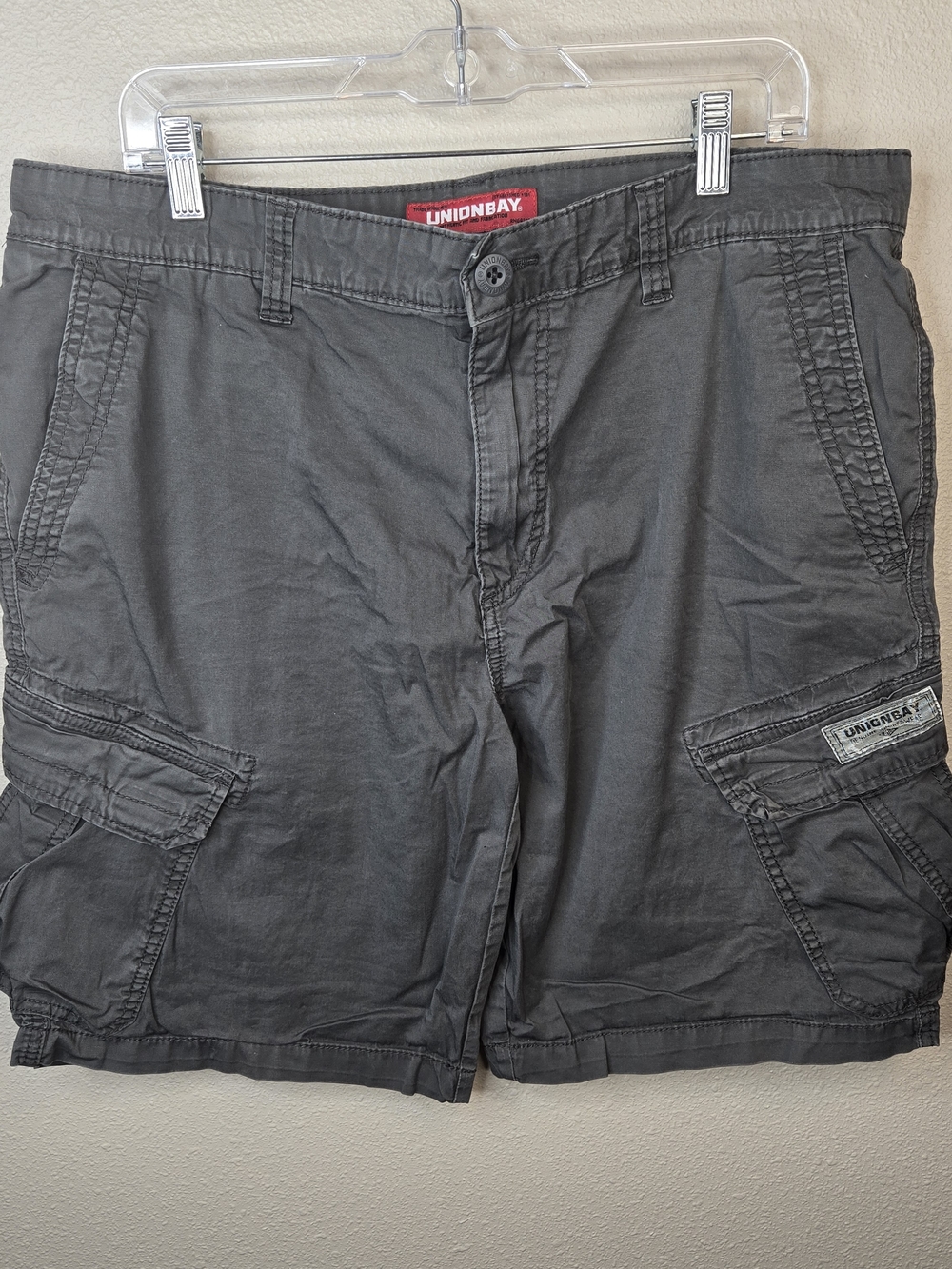 Unionbay Vintage Y2K Cargo Shorts Mens 36 Gray Classic Outdoor Pockets Utility